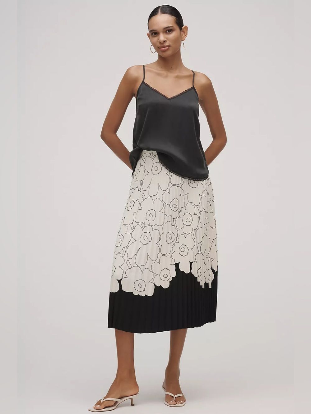 New Marimekko Piiru Piirto Unikko Plissé Midi Skirt Size L